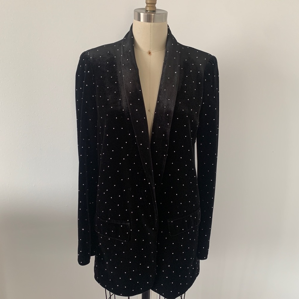 Zara Velvet Crystal Studded Blazer